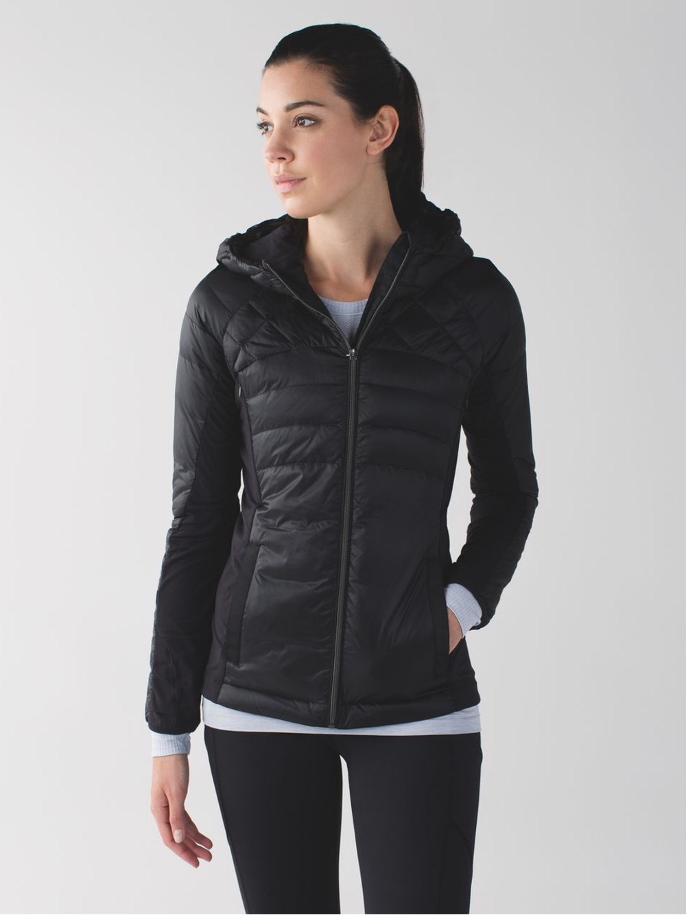 lululemon athletica Black Quilted Hooded Puffer Jacket